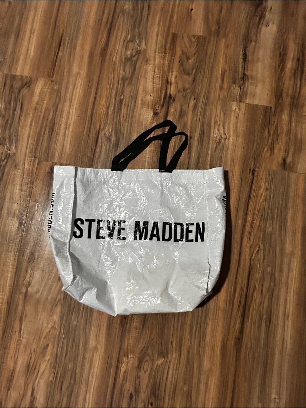 Steve Madden White Tote Bag with Black Handles